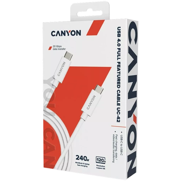 Кабель Canyon UC-42 (USB Type-C/Type-C, 2 м, белый)