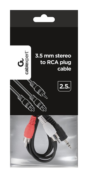 Кабель Cablexpert CCA-458-2.5M (3.5 мм jack/RCA, черный, 2.5 м)