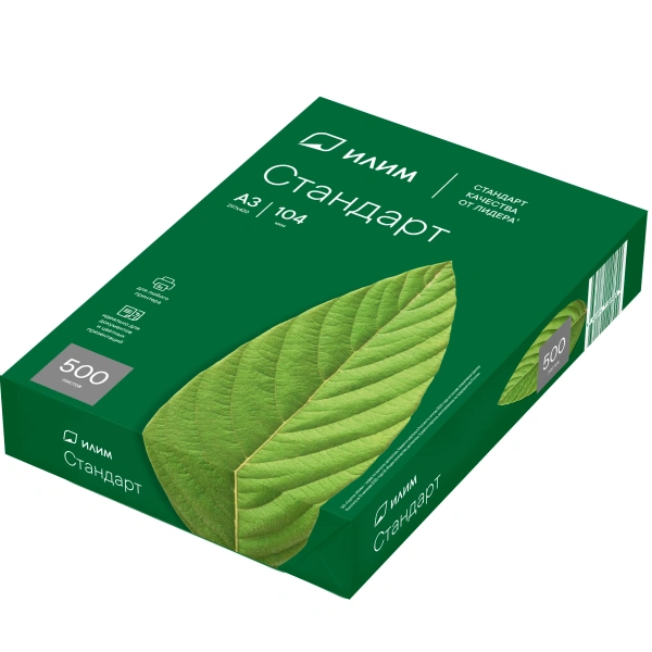 Бумага ИЛИМ Стандарт А4, 500л, класс С (5 пачек в коробке)