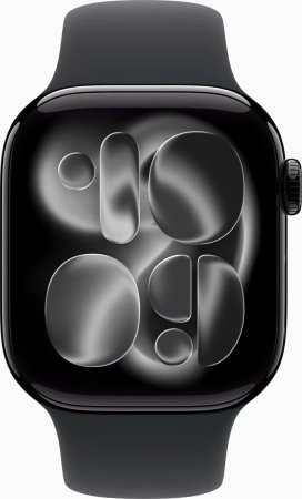 Умные часы Apple Watch Series 11 42 мм (алюминиевый корпус, черный/черный, спортивный силиконовый ремешок S/M)