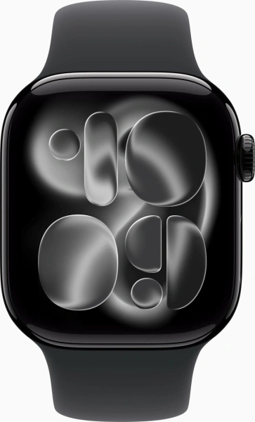 Умные часы Apple Watch Series 11 42 мм (алюминиевый корпус, черный/черный, спортивный силиконовый ремешок S/M)