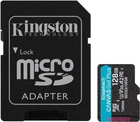 Карта памяти Kingston 128GB Canvas Go! Plus microSDXC (с адаптером)