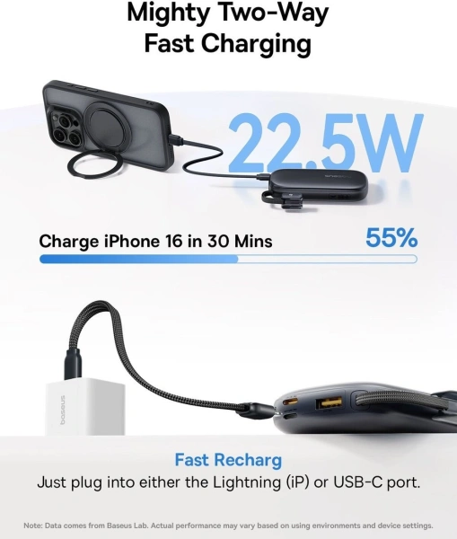 Внешний аккумулятор Baseus EnerFill FC21 Qpow 3 Ultra 10000mAh 22.5W (черный)