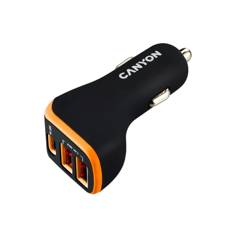 Автомобильное зарядное Canyon C-08 (черный/оранжевый)
