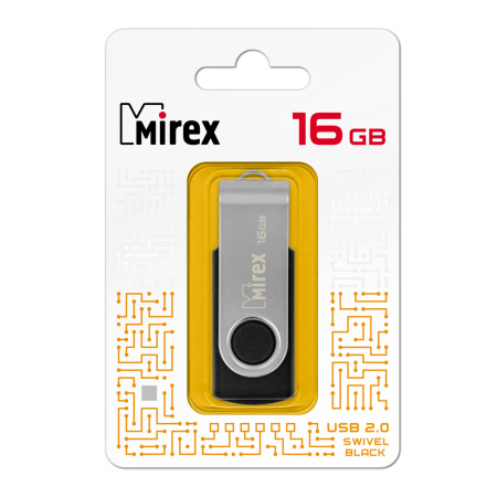 USB Flash Mirex SWIVEL RUBBER BLACK 16GB 13600-FMURUS16