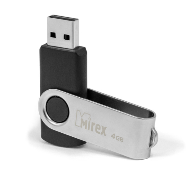 Флешка 4GB USB Flash Mirex SWIVEL RUBBER (Черный) 13600-FMURUS04