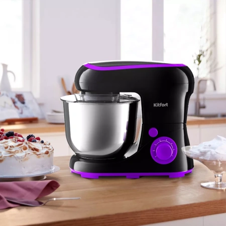 Планетарный миксер Kitfort KT-3046-1 (черно-фиолетовый)