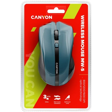 Мышь Canyon MW-5 (оптическая, 1600 dpi, 4 кнопки, синяя)