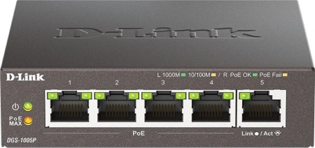 Неуправляемый коммутатор D-Link DGS-1005P/B3A