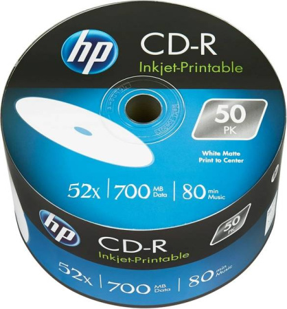 Набор дисков CD-R HP Inkjet-Printable 700Mb 52x 69301 (50 шт)