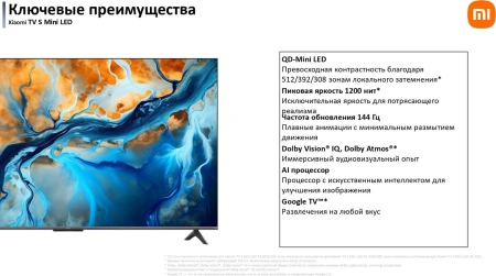 Телевизор Xiaomi TV S Mini LED 55" ELA5670RU 2025