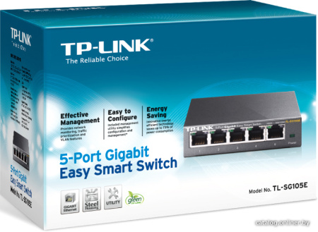 TP-Link 5-Port Gigabit Desktop Easy Smart Switch, 5 10/100/1000Mbps RJ45 ports, MTU/Port/Tag-based VLAN, QoS, IGMP Snooping