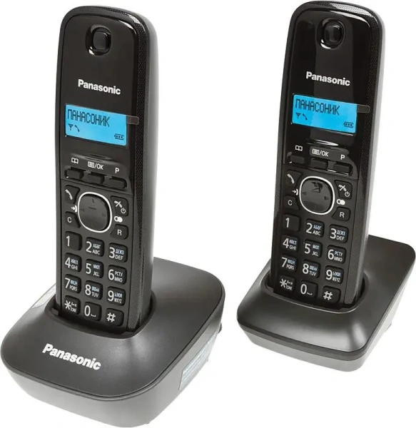 Радиотелефон Panasonic KX-TG1612RUH (база + 2 трубки, цвет серый)