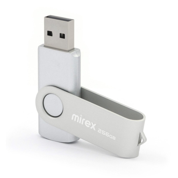 Флешка 256GB USB 2.0 FlashDrive Mirex SWIVEL SILVER