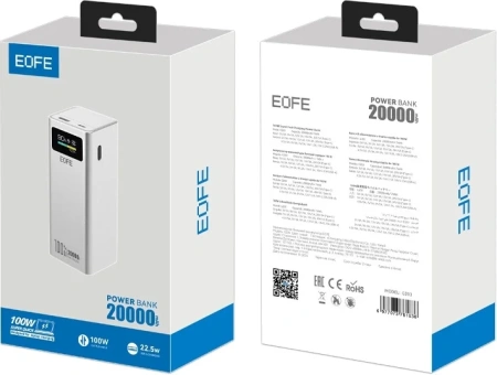 Внешний аккумулятор EOFE G203 20000mAh (Type-C, 100W, серый)