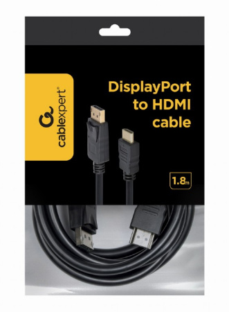 Кабель DisplayPort - HDMI Cablexpert CC-DP-HDMI-6 (1.8м, черный, однонаправленный)