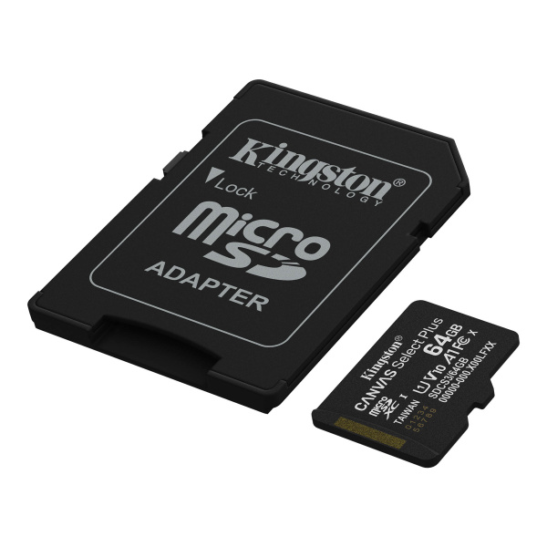 Карта памяти Kingston 64GB Canvas Select Plus microSDXC SDCS3/64GB (с адаптером)