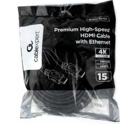 Кабель Cablexpert HDMI CC-HDMI4L-15M, 15м, v2.0, 19M/19M, серия Light, черный, позол.разъемы, экран,