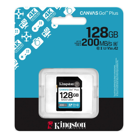 Карта памяти Kingston 128GB Canvas Go! Plus SDXC SDG4/128GB