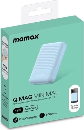 Портативное зарядное устройство Momax Q.MAG Minimal IP122 5000mAh (Type-C, 15W, голубой)
