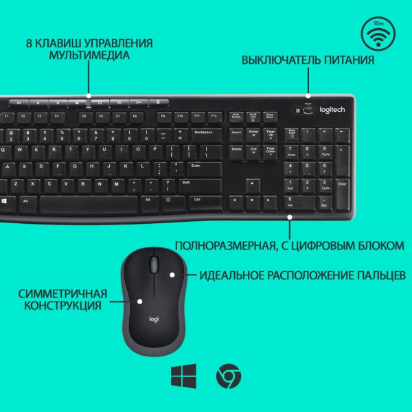 Набор беспроводной Logitech MK270 (клавиатура + мышь)