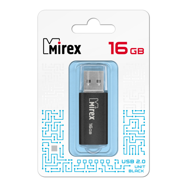 Флешка 16GB USB 2.0 Flash Mirex UNIT (Черный) 13600-FMUUND16
