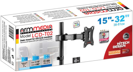 Кронштейн Arm Media для мониторов 15"-32" черный LCD-T02