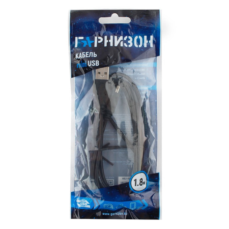 Кабель USB Type-A - miniUSB Гарнизон GCC-USB2-AM5P-1.8M (USB 2.0, 1.8 м, черный)