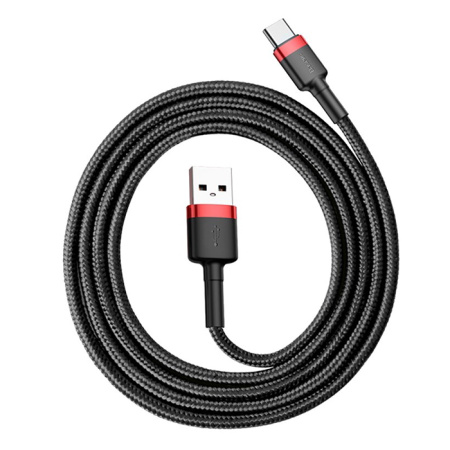 Кабель Baseus cafule Cable USB For Type-C, 3A, 1м, красный + черный